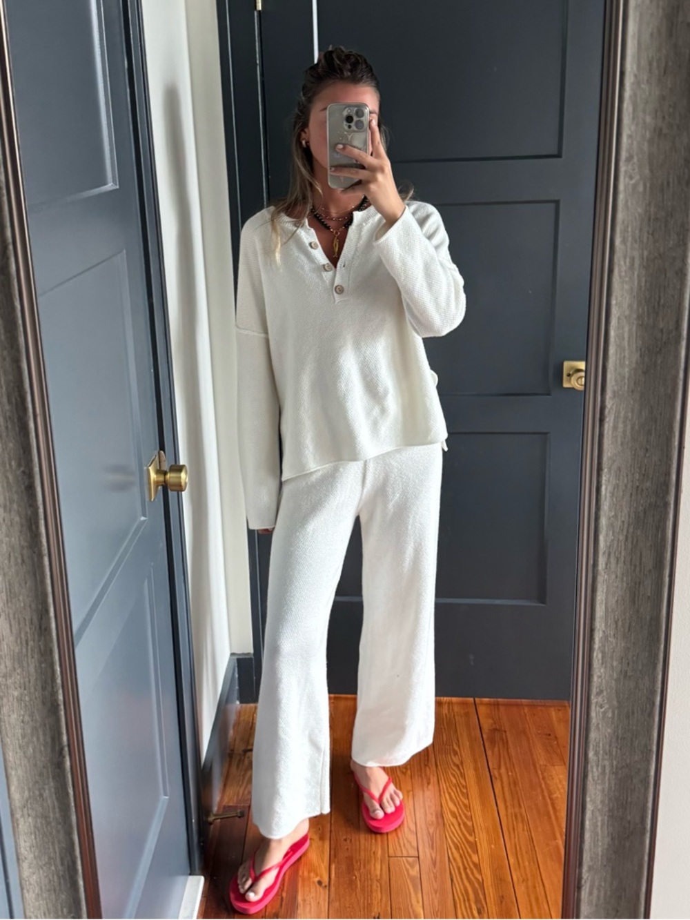 White knit beach set